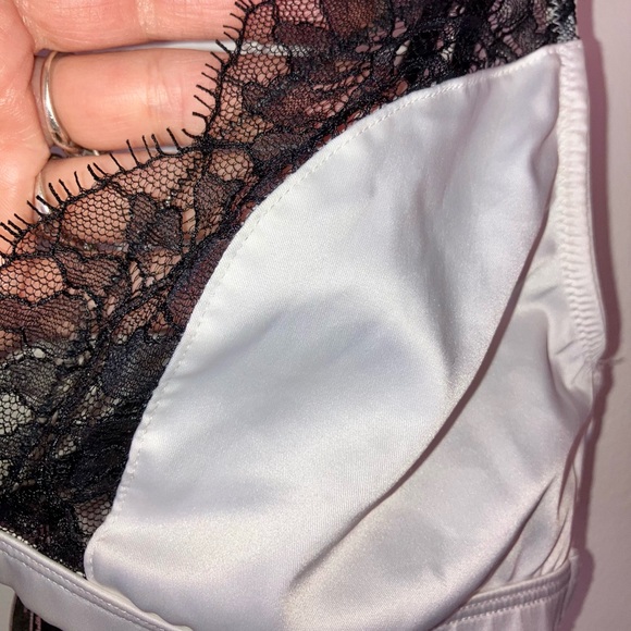 Victoria’s Secret silky/lace unlined bralette.  Size S.  White/black lace trim. - Picture 3 of 7